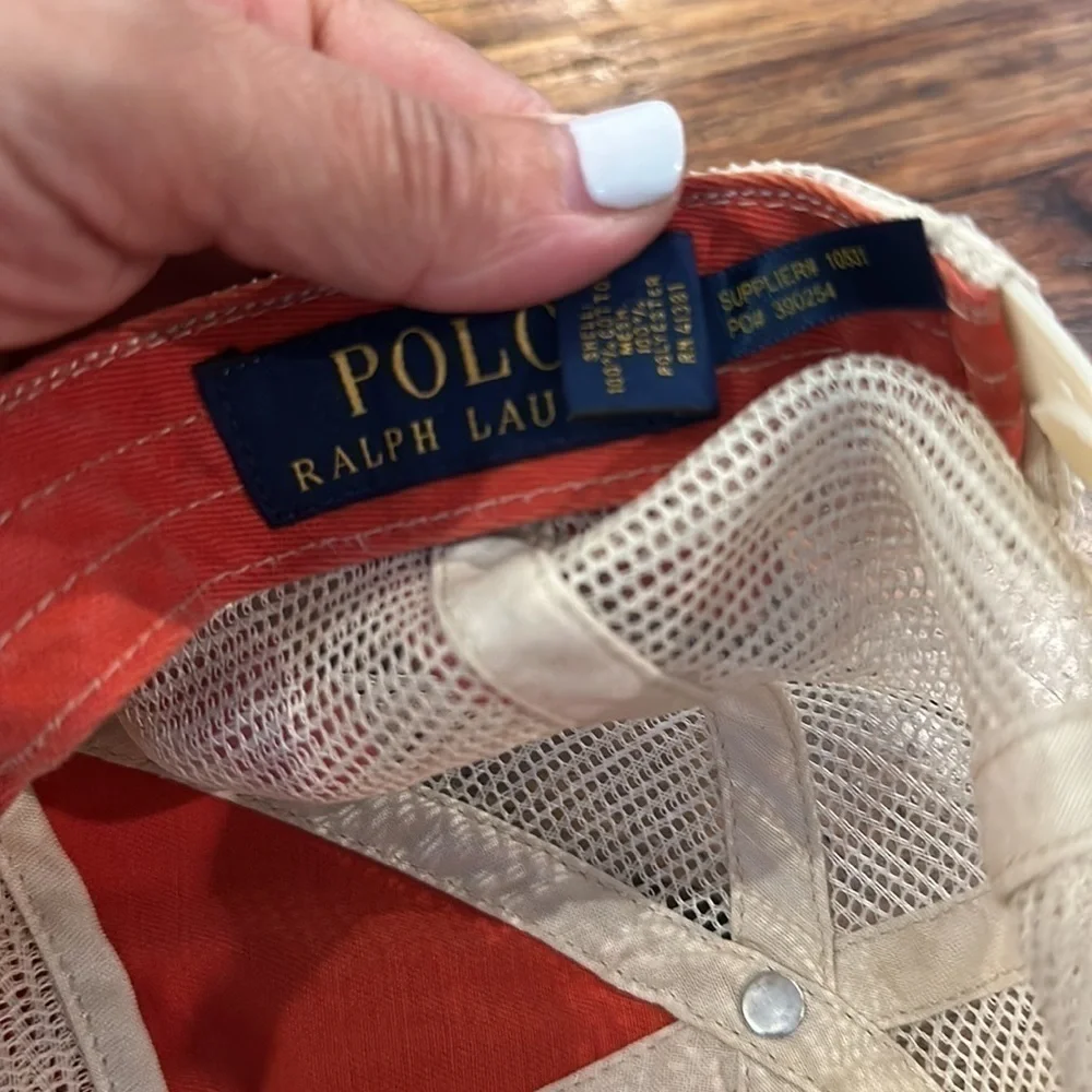 Polo Ralph Lauren Vintage Trucker Baseball Hat Hunting Orange Army Green